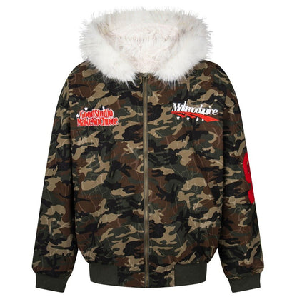 90 Camo Faux Fur Hooded Jacket - Thrashink