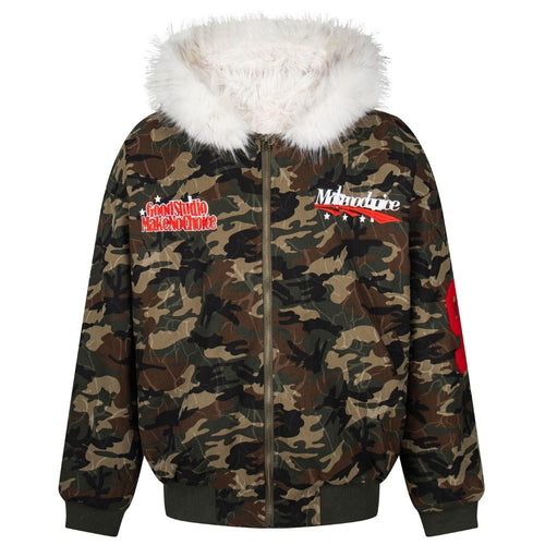 90 Camo Faux Fur Hooded Jacket - Thrashink