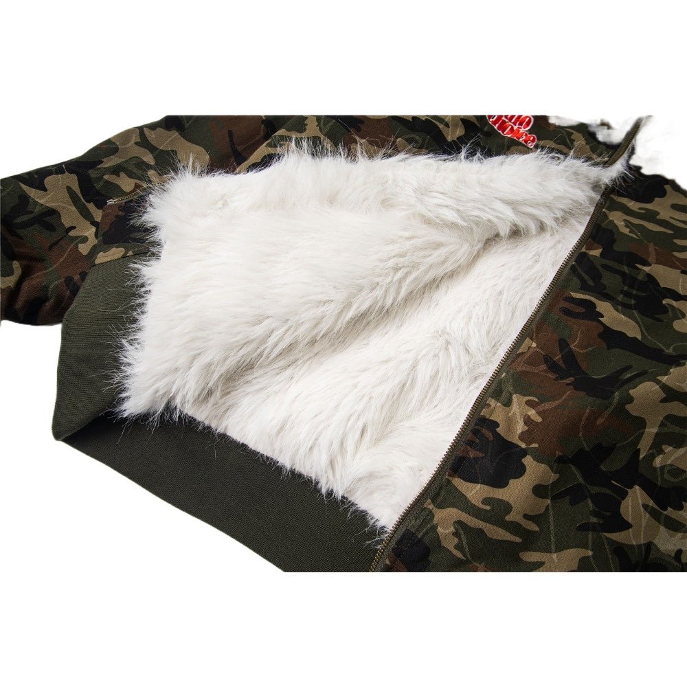 90 Camo Faux Fur Hooded Jacket - Thrashink