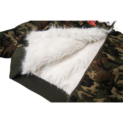 90 Camo Faux Fur Hooded Jacket - Thrashink