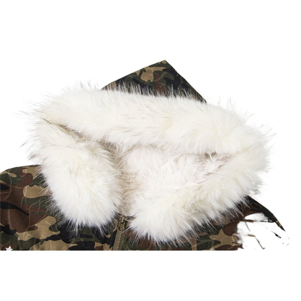 90 Camo Faux Fur Hooded Jacket - Thrashink