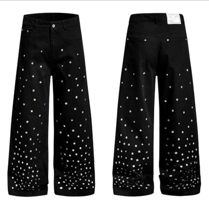 Sparkle Square Wide-Leg Jeans