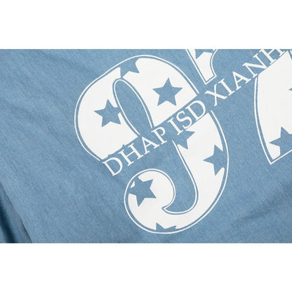 97 Hooded Denim Graphic Padded Jacket - Thrashink