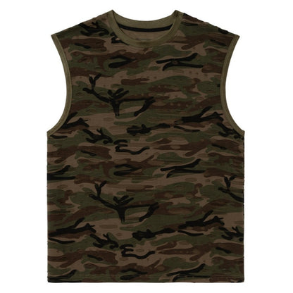 Distressed Camo Textured Sleeveless Vest