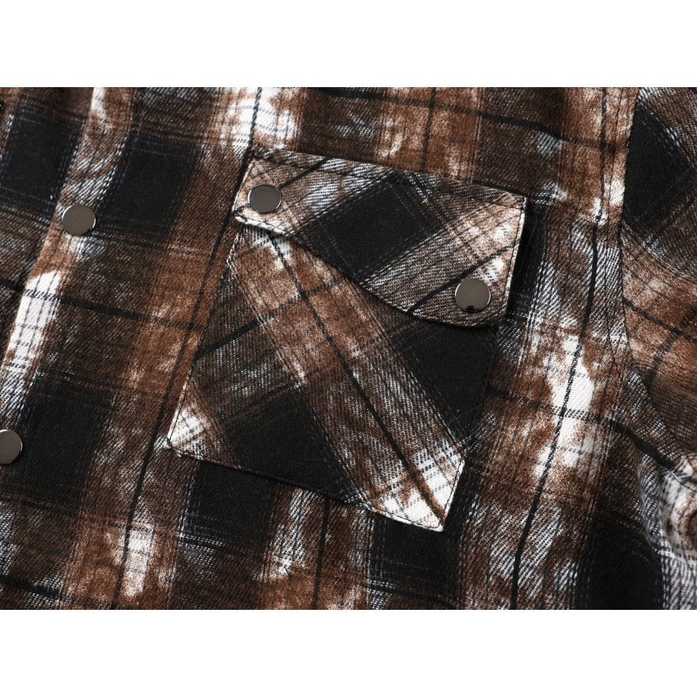 Tie-Dye Plaid Short-Sleeve Shirt