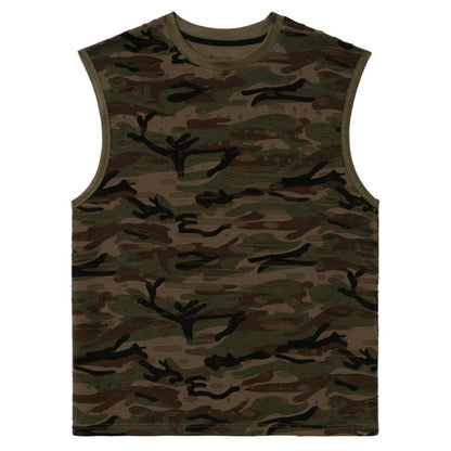 Distressed Camo Textured Sleeveless Vest