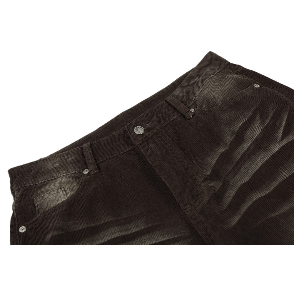Retro Faded Washed Corduroy Wide Leg Pants
