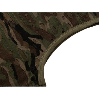 Distressed Camo Textured Sleeveless Vest