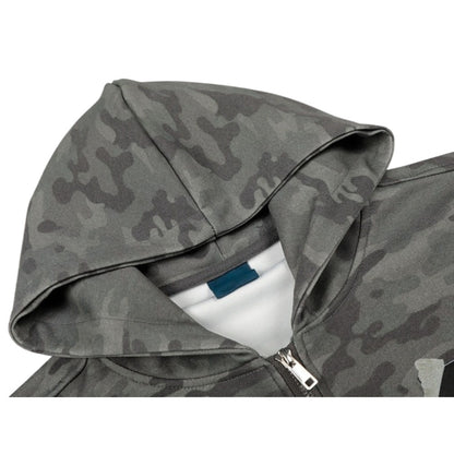 Camo Patchwork Zip-Up Hoodie
