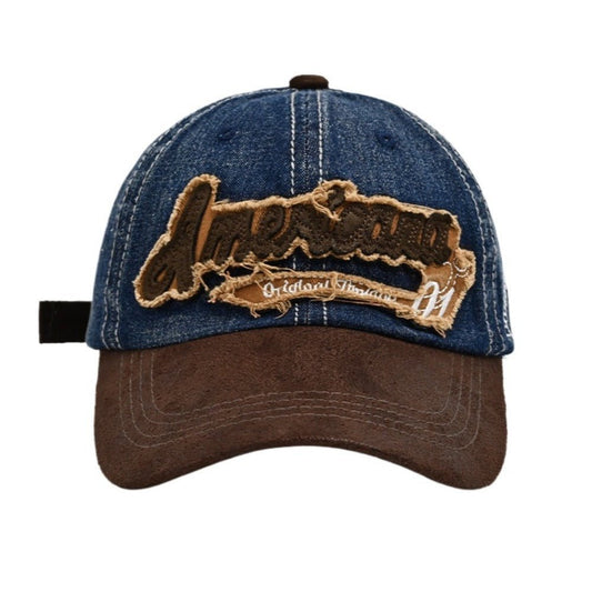 "American" Denim Suede Baseball Cap - Thrashink