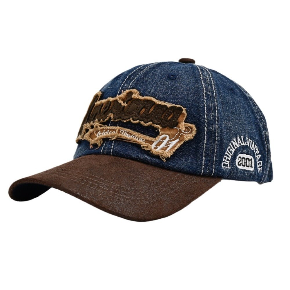 "American" Denim Suede Baseball Cap - Thrashink