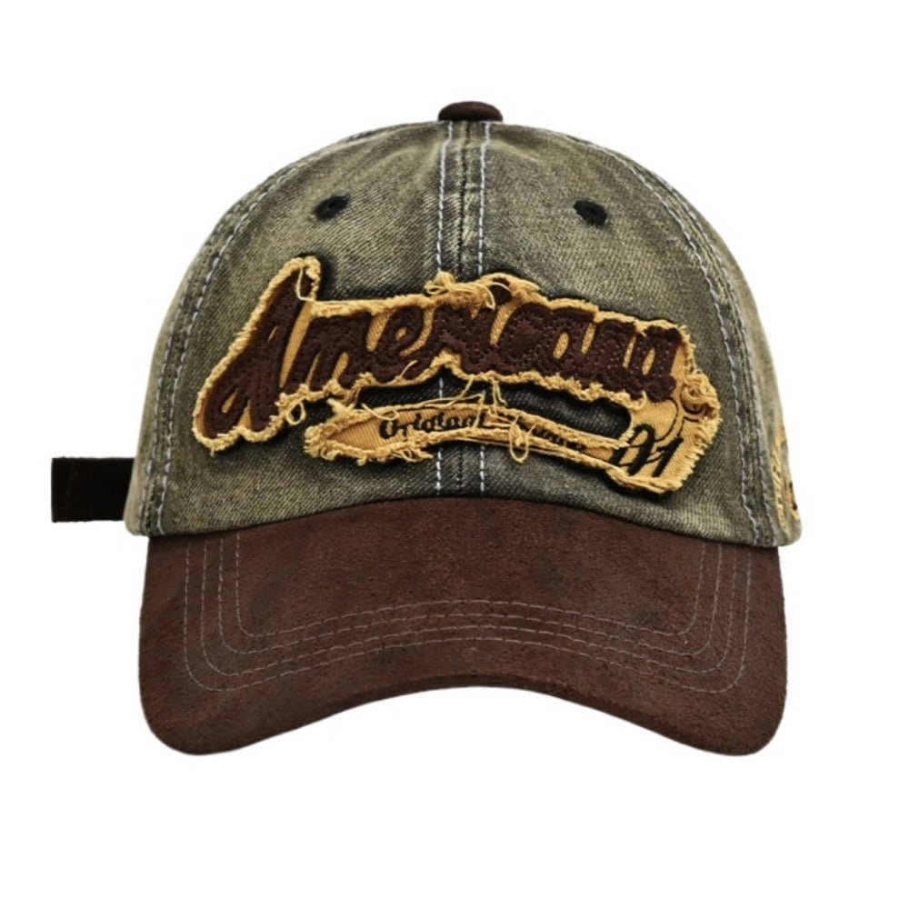 "American" Denim Suede Baseball Cap - Thrashink