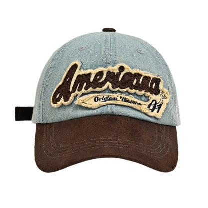 "American" Denim Suede Baseball Cap - Thrashink