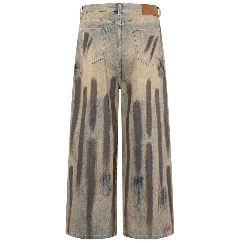 Artisan Painted Brushstroke Wash Wide - Leg Jeans - Thrashink