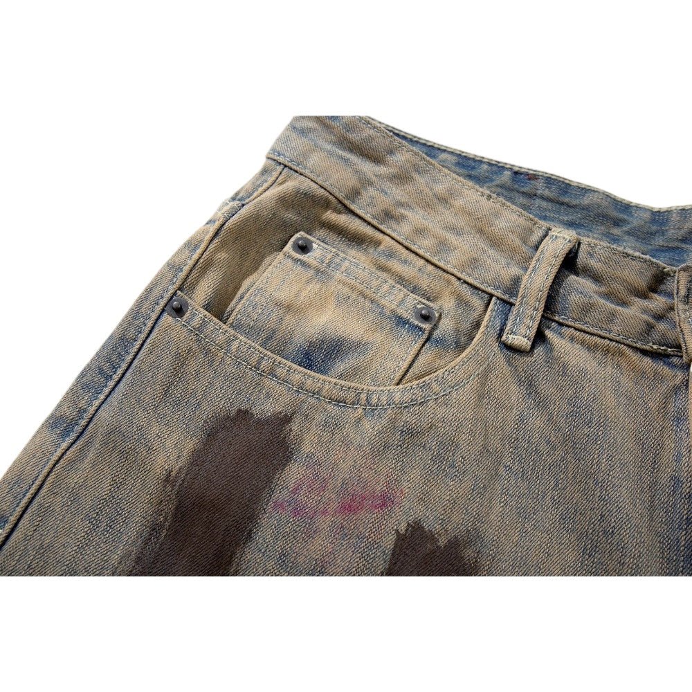 Artisan Painted Brushstroke Wash Wide - Leg Jeans - Thrashink