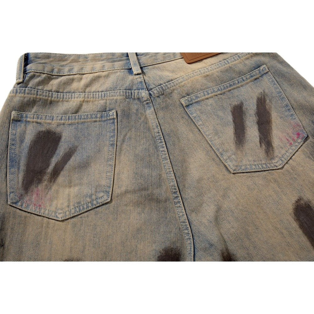 Artisan Painted Brushstroke Wash Wide - Leg Jeans - Thrashink