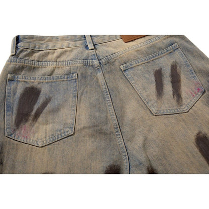 Artisan Painted Brushstroke Wash Wide - Leg Jeans - Thrashink