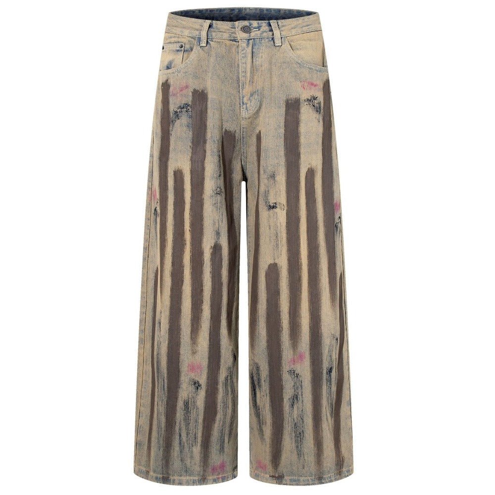 Artisan Painted Brushstroke Wash Wide - Leg Jeans - Thrashink
