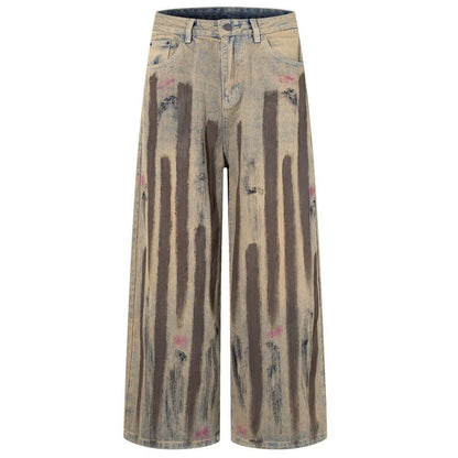 Artisan Painted Brushstroke Wash Wide - Leg Jeans - Thrashink