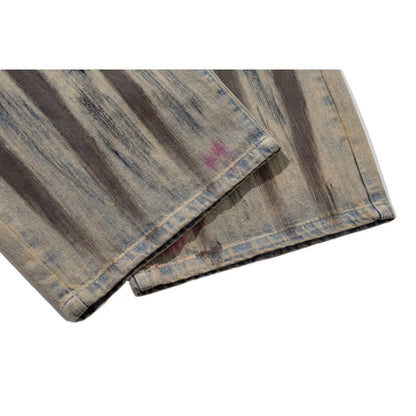 Artisan Painted Brushstroke Wash Wide - Leg Jeans - Thrashink
