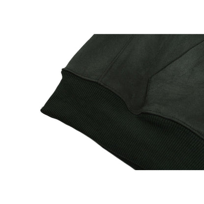 Artistic Logo Embroidered Suede Hoodie Jacket - Thrashink