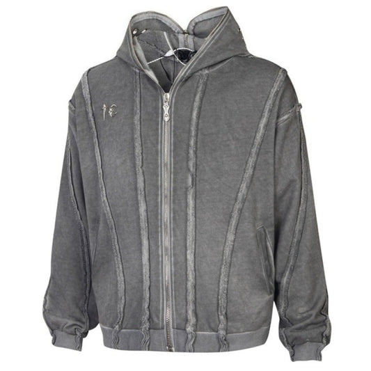 Ashen Wasteland Acid - Wash Metal Zip - Up Hoodie - Thrashink