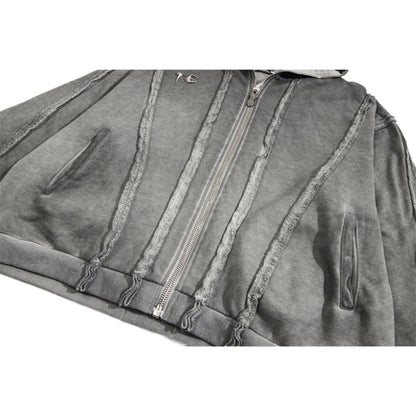 Ashen Wasteland Acid - Wash Metal Zip - Up Hoodie - Thrashink