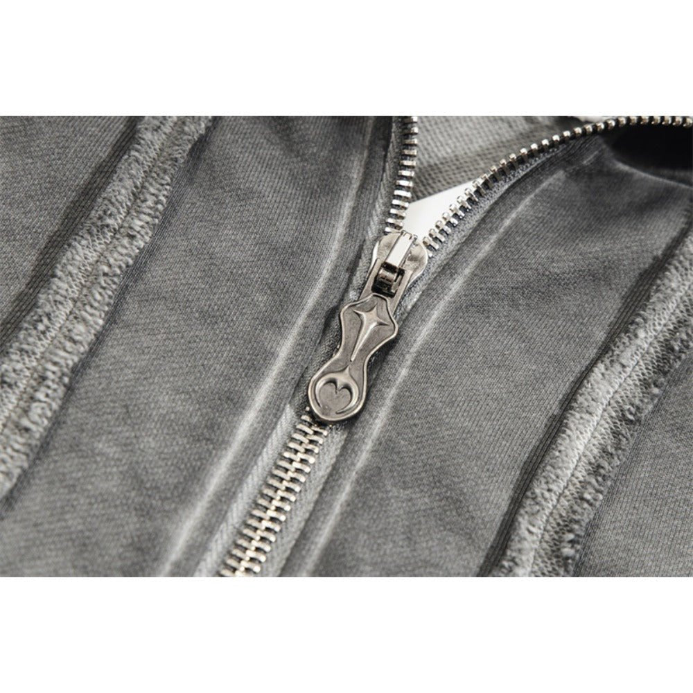 Ashen Wasteland Acid - Wash Metal Zip - Up Hoodie - Thrashink