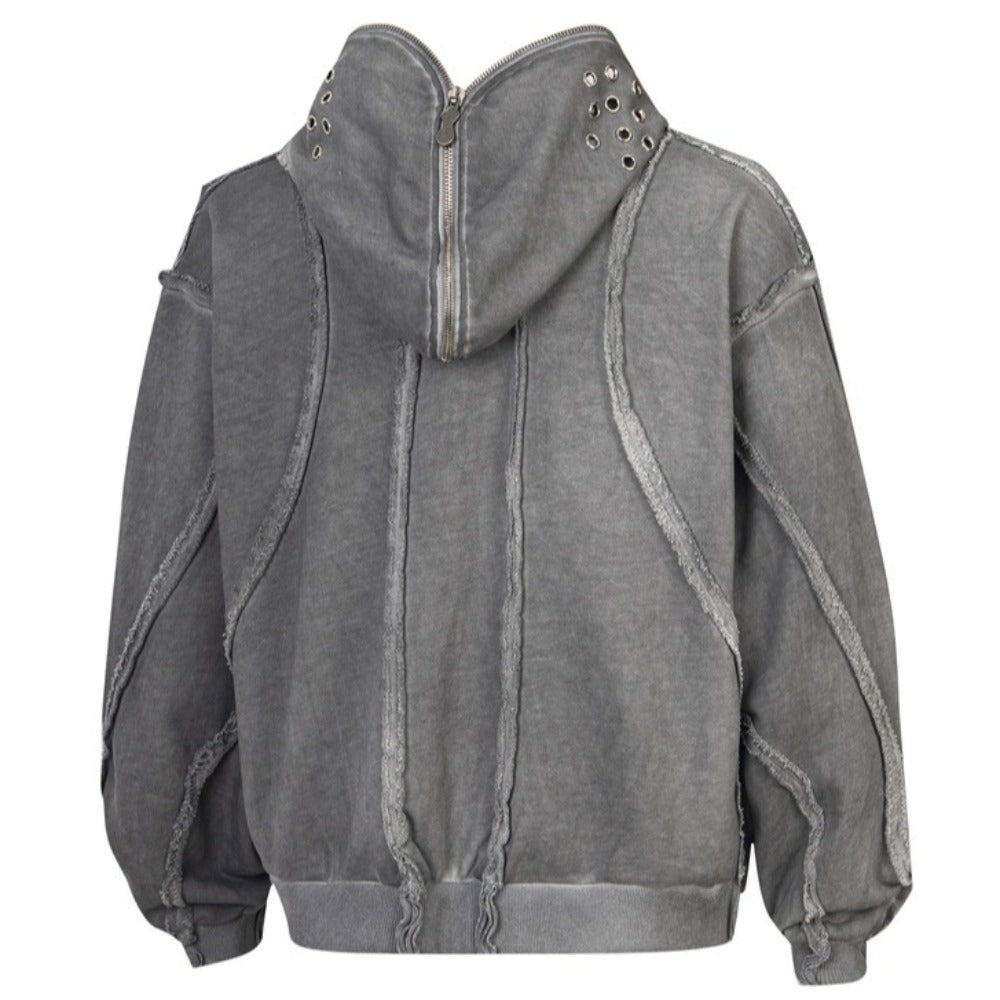 Ashen Wasteland Acid - Wash Metal Zip - Up Hoodie - Thrashink
