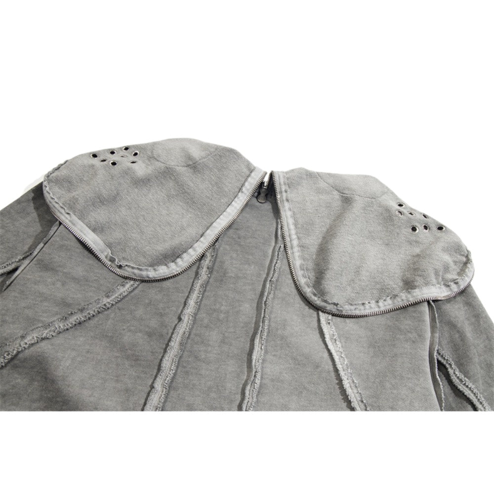 Ashen Wasteland Acid - Wash Metal Zip - Up Hoodie - Thrashink