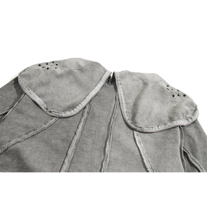 Ashen Wasteland Acid - Wash Metal Zip - Up Hoodie - Thrashink