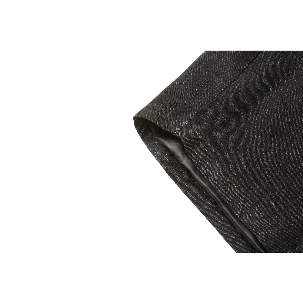 Asymmetric Black Denim Stand Collar Jacket - Thrashink