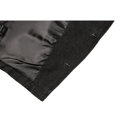 Asymmetric Black Denim Stand Collar Jacket - Thrashink