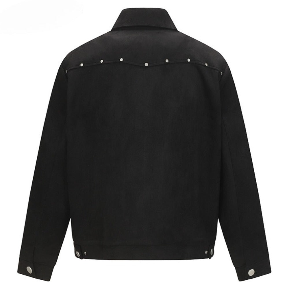 Asymmetric Zipper Suede Jacket - Thrashink