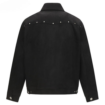 Asymmetric Zipper Suede Jacket - Thrashink