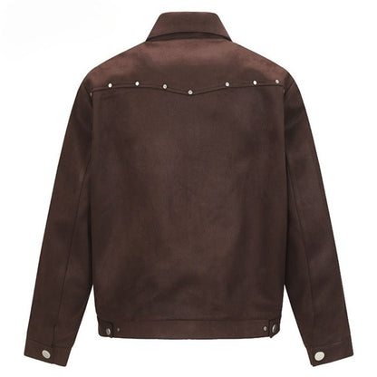 Asymmetric Zipper Suede Jacket - Thrashink