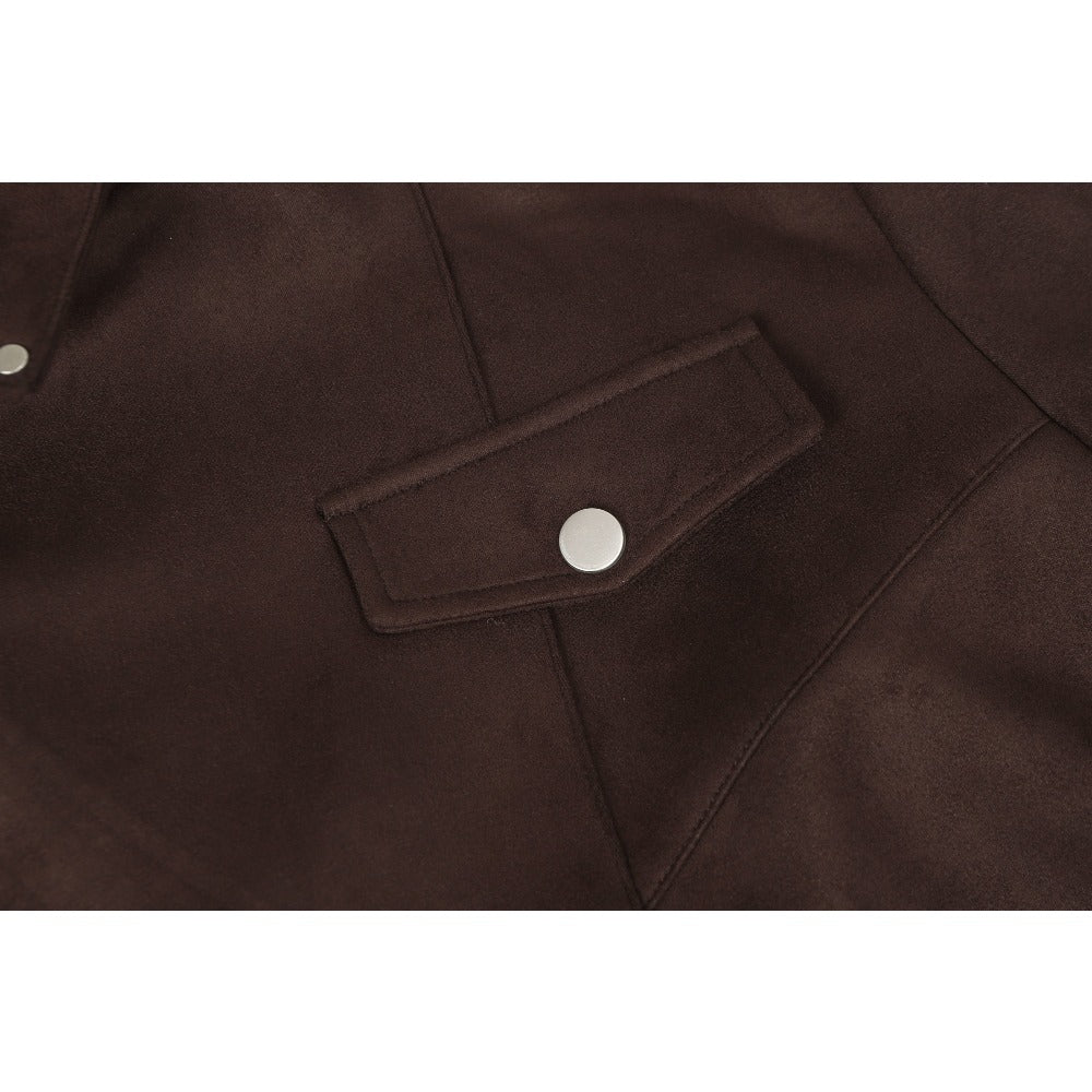 Asymmetric Zipper Suede Jacket - Thrashink