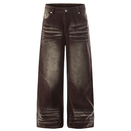 Retro Faded Washed Corduroy Wide Leg Pants