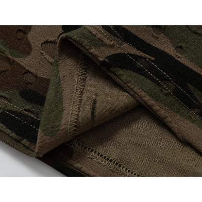 Distressed Camo Textured Sleeveless Vest