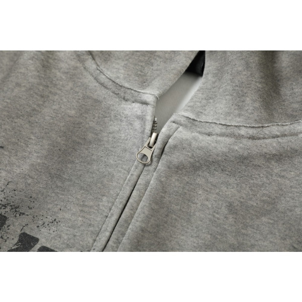 Gradient Distressed Zip-up Hoodie