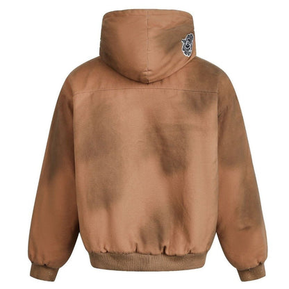 Badge - Embellished Hooded Padded Jacket - Thrashink