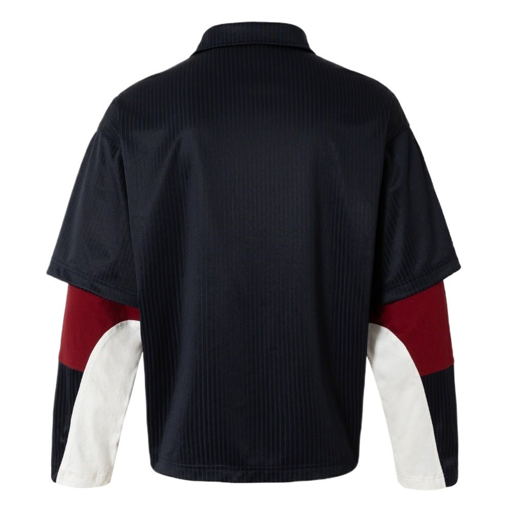 Badge Embroidered Fake Two Piece Polo Shirt - Thrashink