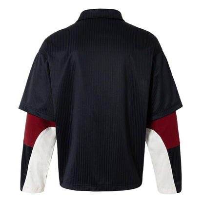 Badge Embroidered Fake Two Piece Polo Shirt - Thrashink