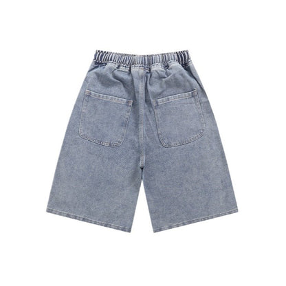Bamboo Embroidered Bermuda Denim Shorts - Thrashink