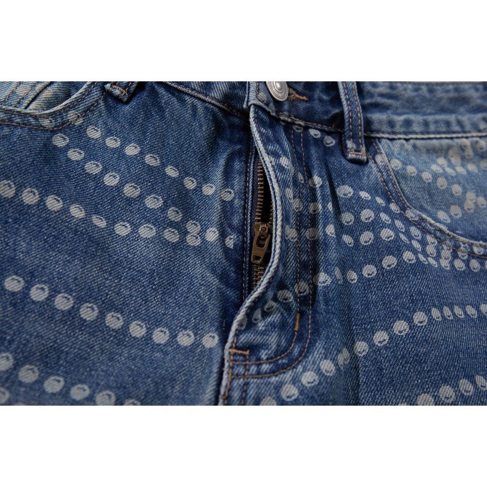 Beaded - Chain Print Wide - Leg Jeans - Thrashink