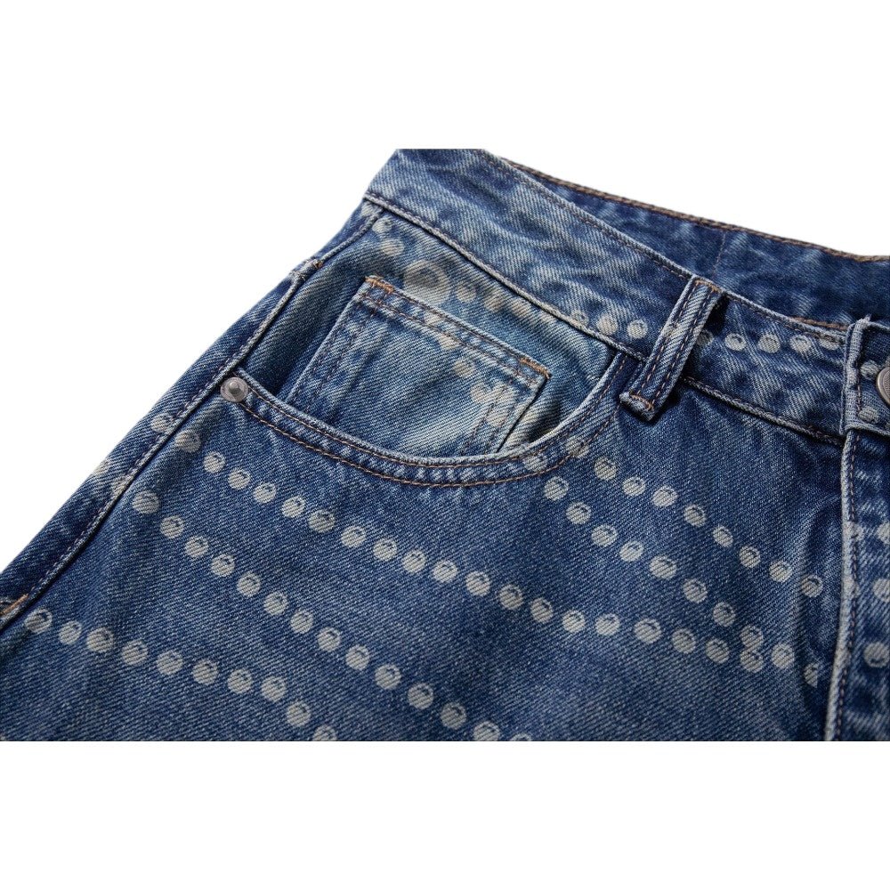 Beaded - Chain Print Wide - Leg Jeans - Thrashink