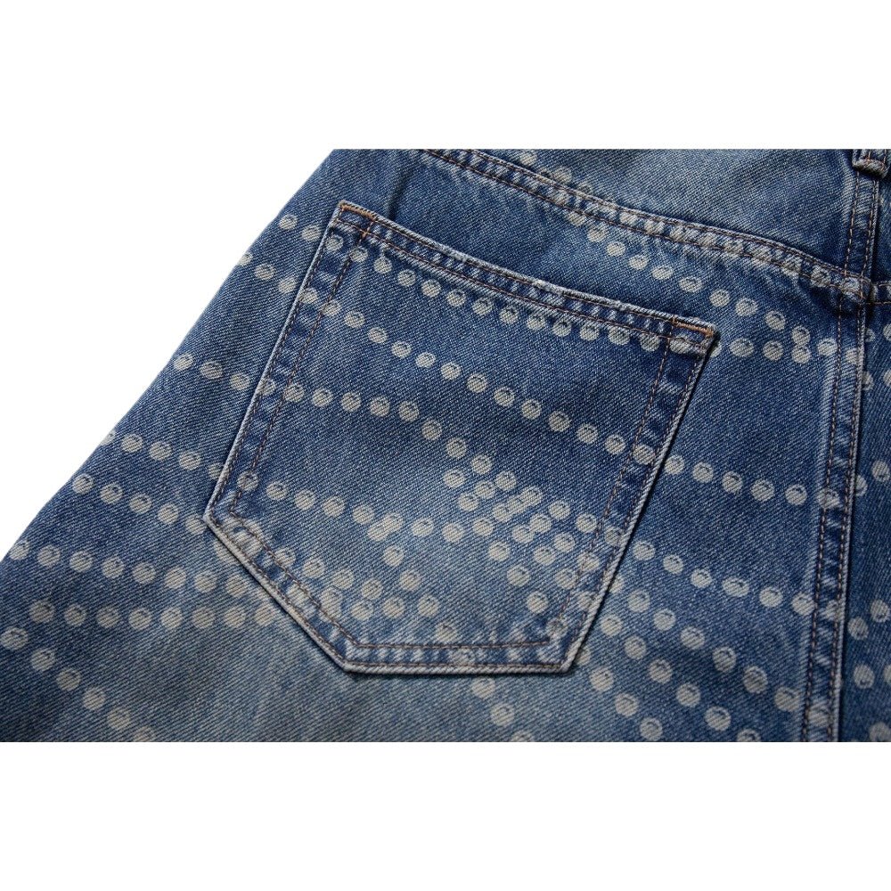 Beaded - Chain Print Wide - Leg Jeans - Thrashink