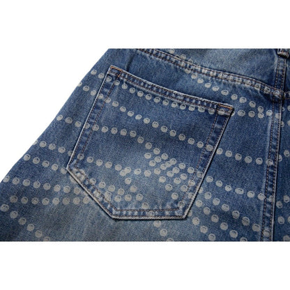 Beaded - Chain Print Wide - Leg Jeans - Thrashink