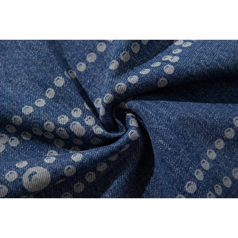 Beaded - Chain Print Wide - Leg Jeans - Thrashink