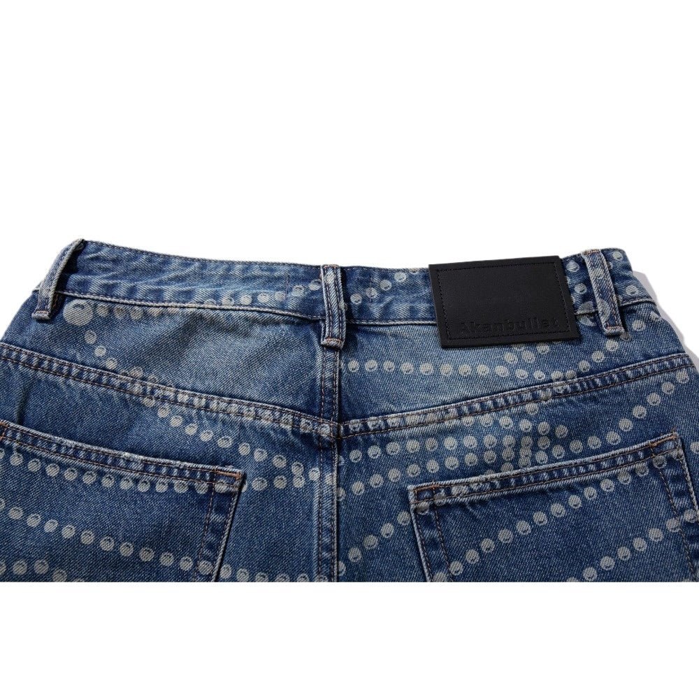 Beaded - Chain Print Wide - Leg Jeans - Thrashink